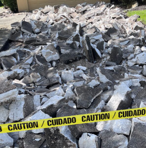 A demolished driveway